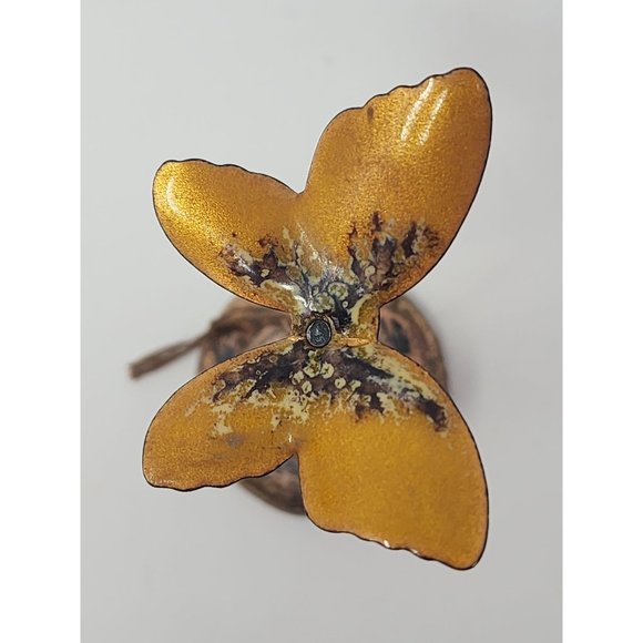 Vintage MCM‎ Metal Bell With Enamel Butterfly Hangs On A Door - Picture 6 of 10